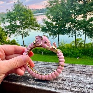 Vintage KJL Kenneth Jay Lane Pink Enamel Raj Elephant Bracelet